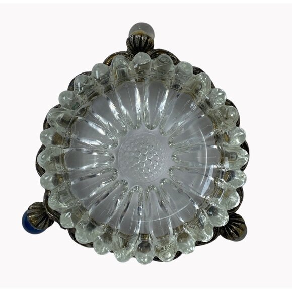 Vintage Glass Flower Ring Dish/Pin Dish/Ashtray Glass with metal base - Picture 3 of 7